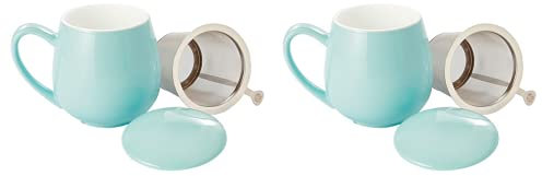 Teemando® Saara - Juego de 2 tazas de té de hierbas (porcelana, 3 piezas, 0,35 L), color turquesa