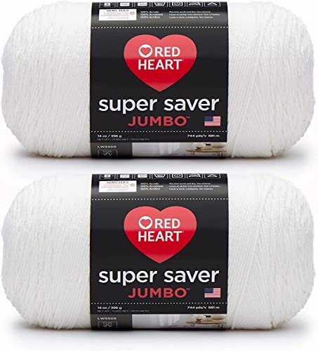 Red Heart E302C.0311P02 Super Saver Jumbo Garn, Acryl, Weiss/opulenter Garten, 2 Pack, 2 Count