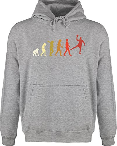 Hoodie Herren Pullover Männer - EM 2026 Trikot Ersatz - Handball Evolution Vintage Male - 3XL - Grau meliert - langer arm handballer hanball halbball handball. handball, beachhandball wm 2022 fans