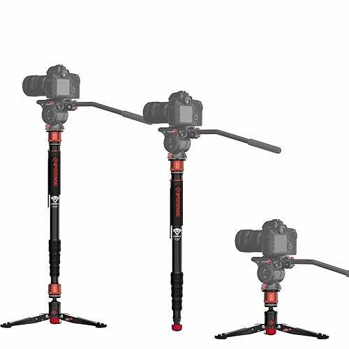 IFOOTAGE Monopod Cobra 3 A180T, 71 Monopod with Feet Professional Camera Mono pod, Aluminum Mono pod Camera Stands Compatible with Sony Canon Nikon DSLR Cameras, Payload 17.64 lbs/8 KG