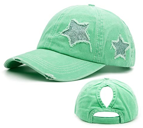 Ruyosn Basekappe Damen Zopf Basecap Cap High Ponytail Cap Damen Pferdeschwanz Cap Sommer Damen Kappe Sommer Kappe Sonnenschutz Glitzer Cap Damen