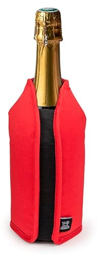 PEUGEOT - Frizz Rafraîchisseur - Pour Un Champagne Ou Vin Frais En 20min - Conserve La Fraîcheur Pendant 2h - Tissu Facile À Nettoyer - S'Adapte À Toutes Les Bouteilles - Coloris Rouge