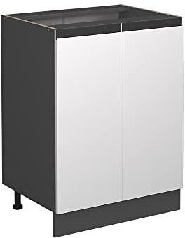 Vicco Küchenunterschrank R-Line, Weiß, 60 cm | 2 Türen · Ohne Arbeitsplatte · Höhenverstellbare Füße · 1 Einlegeboden · ✓ Frei kombinierbar