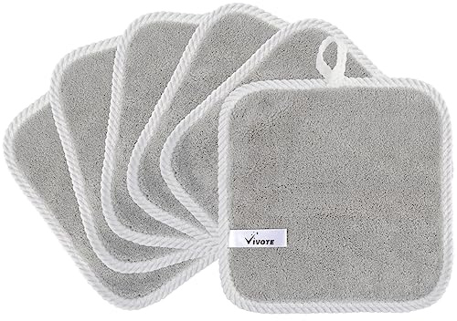 VIVOTE Mikrofaser Gesichtsreinigungstücher 20x20cm Make-Up Entferner Tuch - Waschbar und Wiederverwendbar Microfaser Abschminktücher Hellgrau (6 Stück)