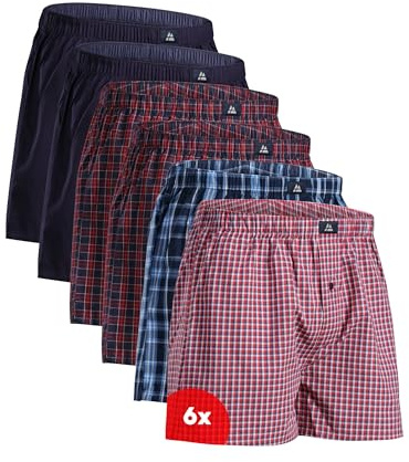 DANISH ENDURANCE Boxer Uomo Americani Cotone Biologico 100%, Leggeri e Traspiranti, 4 o 6 Paia, Blu/Rosso, XL