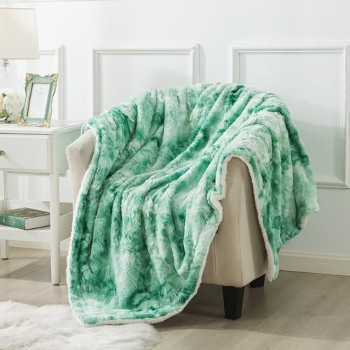 Wajade Kunstfelldecke – Sherpa Schafdecke – Comfort Luxuriöse Flauschige Kuscheldecke – weiche Decke für Couch und Bett-Green-130x160