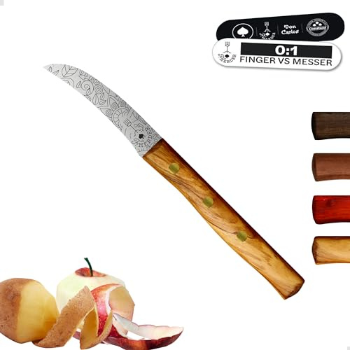 Premium Schälmesser - Extra Scharf, Allzweckmesser, Solingen, Gemüsemesser, Küchenmesser, Hohle Wate, Vogelschnabel, edler Holzgriff, Rostfrei, Schäler, Apfelschäler, Kartoffelschäler