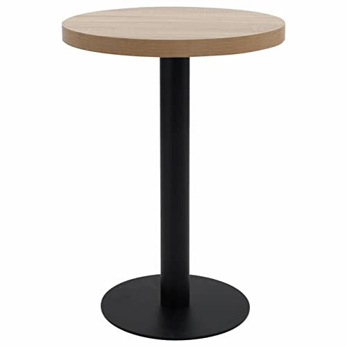 LAPOOH Bistrotisch, Gartentisch, Balkontisch, Balkon Tische, Beistelltisch Garten, Gartenesstische, Beistelltisch Outdoor, Hellbraun 60 cm MDF