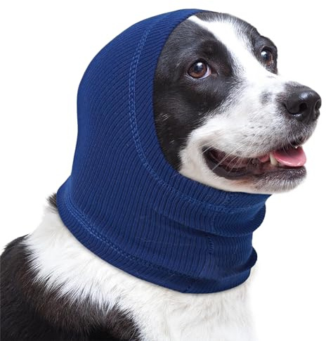 Lelepet Dog Snood Ear Protector, Dog Ear Cover for Anxiety Relief, Calming Hood Snood for Dogs, Quiet Ears for Dogs, Pet Earmuffs Hat Headband, Pet Head Wrap for Grooming Reducing Noise, Blue M