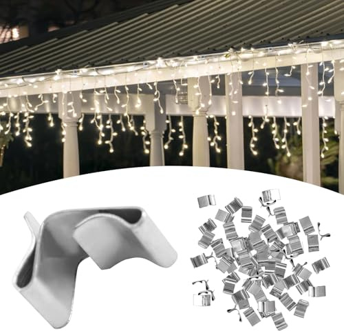 MOROBOR 60PCS Gutter Hooks - Small Galvanized Clips for Hanging Outdoor Lights, Christmas Lights, Roof Hooks for Festival Decoration