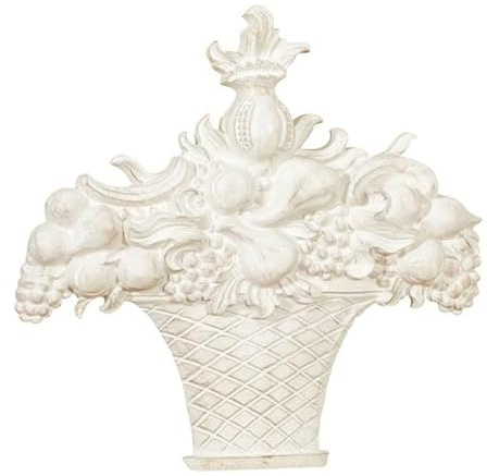 Biscottini - Frigio - Cesta de fruta de madera con acabado blanco envejecido, fabricada en Italia - 56 x 8 x 57 cm (largo x ancho x alto) - frutero - acabado blanco antiguo - madera - Made in Italy