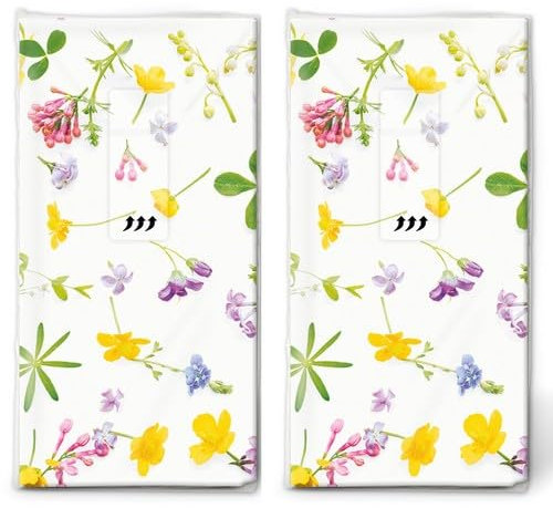 20 fazzoletti singoli fiori colorati primavera sparsi 2 confezioni da 10 singoli fazzoletti di carta stampati come regalo.
