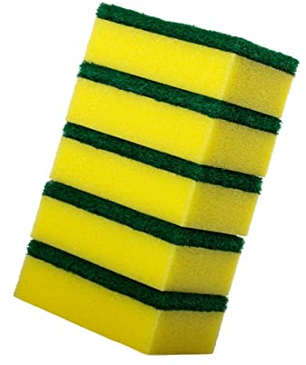 Ipetboom 20pcs Scrub Sponge Non-Scratch Kitchen Cleaning Pads for Dish Washing Yellow Green Scouring Pads for Tough Lightweight Absorbent