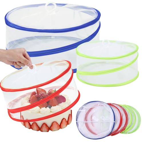 Zaxiva 6X Couverture Nourriture Maille Pop-Up, Housses pour Aliments Pliables en Trois Tailles, Couvertures Colorées pour Aliments pour Pique Niques, Barbecues, Carnaval en Plein Air(Vert,Bleu,Rouge)