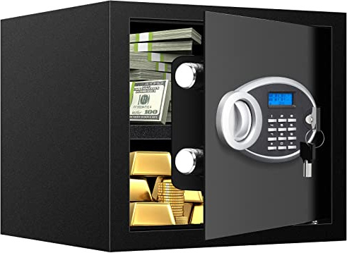 1.6 Cuft Fire proof Safes for HOME USE, Anti-Theft Digital Personal Security Safety Box with Electronic Keypad and Spare Keys, Home Safes Fireproof Waterproof for Money Medicine Document Valuables