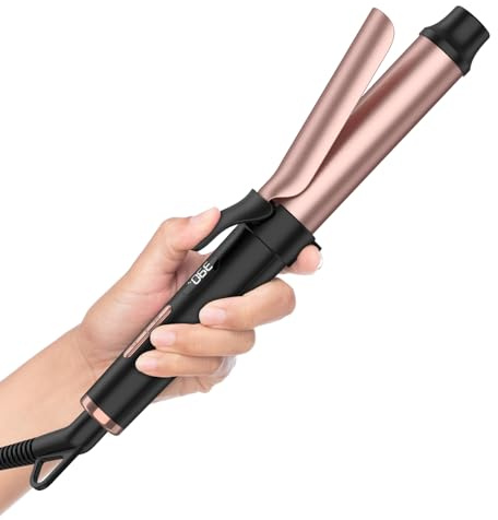 Dual Voltage Travel Curling Tongs, 25mm Mini Curling Iron for Short Hair Ceramic Barrel, Portable Hair Wand with 5 Heat Settings