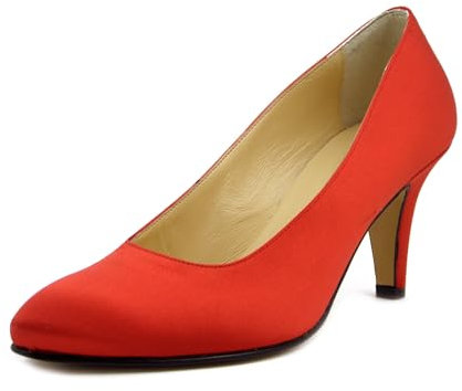 OSVALDO PERICOLI, Chaussures Femme Décolleté Plante Confortable en Satin Rouge, Talon Moyen 7 cm, rouge, 38 EU