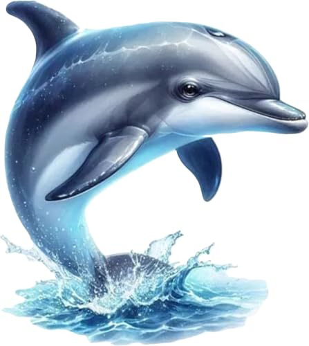 Jumping Dolphin Vinyl Decals, Bathroom Decor, Stickers for Toilet and Tiles | Cover Marks, Opaque Finish, No White Edges, Weatherproof, UK Manufactured, 15cm 12cm 7cm, Use on Bath, Walls, Cars and Laptop