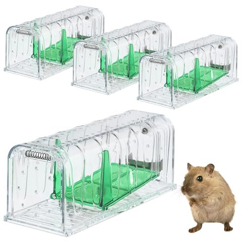 4 pezzi Trappola per topi, trappola dal vivo della trappola del Trappole per topi interno vivi di piccole e medie dimensioni, mouse con scatola esca del Trappola per topi per il mouse riutilizzabile