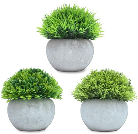 CHDITB 3 Stück Künstliche Pflanzen,Kunstpflanze Wie Echt,Kunstpflanzen Tischdeko Outdoor,Künstliche Pflanzen im Topf,Kleine Kunstpflanze,Fake Plant Dekopflanze für Wohnzimmer Tischdeko Haus Balkon