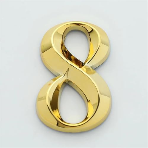 Self Adhesive House Numbers Sticker 3D Gold ABS Mailbox Numbers Sign 2 Inch Modern Door Number for Outside Address Hotel Yard Post Room Office Outdoor(8)