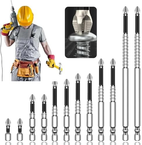 12pcs High-Magnetic Screwdriver Drill Bit Set,Anti-Slip Magnetic Electric Screwdriver Set,Durability Screwdriver Drill Bit Set,Easy to use,High Hardness Drill Bit,25mm, 50mm, 65mm, 70mm, 90mm, 150mm