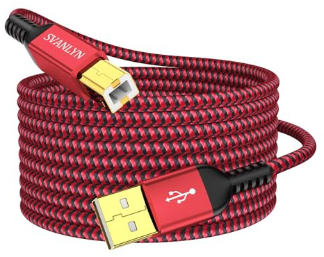SVANLYN Printer Cable 6 FT, USB A to B 2.0 Printer Cable High-Speed Nylon Braided USB MIDI Cord Compatible with Hp,Epson,Brother,Dell,Lexmark,ect
