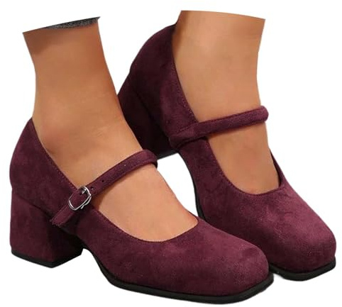 EQWIGKEIT Pumps Zapatos de mujer de ante Dirndl con tacón elegantes zapatos tradicionales cómodos pies anchos zapatos de tacón zapatos de baile con correas zapatos de salón con correa zapatos de novia