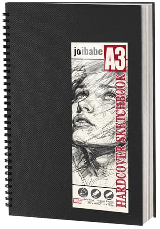 Hardcover Sketch Book，Double-Sided Hardbound Sketchbook, Spiral Sketch Pad,Acid Free Painting Art Paper for Kids and Adults (A3)