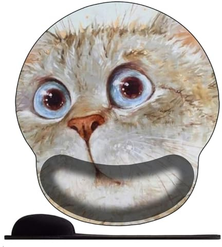 3D Tapis de Souris Ergonomique - Tapis de Souris Gamer avec Repose Poignet, Confort avec Repose- Gaming Mouse Pad pour Bureau et Maison，Chaton Mignon