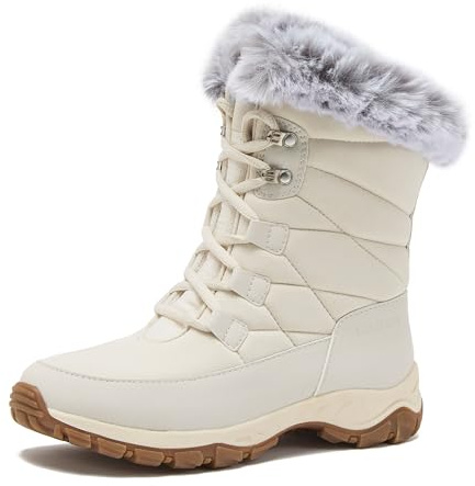 Lands' End Expedition Max Waterproof Insulated Womens Snow Boots, Winter Boots for Women, Medium or Wide Width Sizes 6 to 11, Black, Brown, Blue, White or Grey Winter Shoes - White, 10 Medium