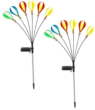 Levemolo Solar Hot Air Balloon Stake Lights 2pcs for Lawn Outdoor | 600mah Nimh Battery, Ip65 Rating, Abs and Metal Build, Warm Decorative Lighting for Garden Spaces