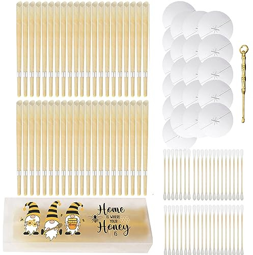 Natürliche Ohrenkerzen, 39/54/79/104 Stück Ohrenschmalz Entferner Kerzen Ohrenkerze Kit, Ohrkerzen Mit Schutzscheiben Ohrreiniger und Wattestäbchen, Ohren Kerzen Zum Reinigen Für Ntspannen (104PCS)