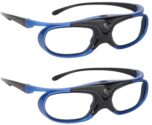 VBESTLIFE 2 Stück 3D-Aktiv-DLP-Link-Brille, 144 Hz Wiederaufladbare 3D-Aktiv-Shutter-Brille, Universell für Alle DLP-Link-Projektoren