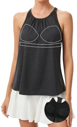 MISS MOLY Sport Tank Top Damen Mesh Racerback Sporttop mit Integriertem BH Sportshirt Ärmelloses Sport Oberteile Yoga Shirt Fitness Training Tops Lässig Oberteile Cami