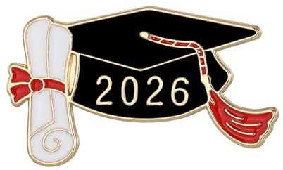 Examen brosch med nål, examen kläder tillbehör – examensår 2026 broch, för jacka rock pullover halsduk stola krage avslutningsbal skola högskola student lärare