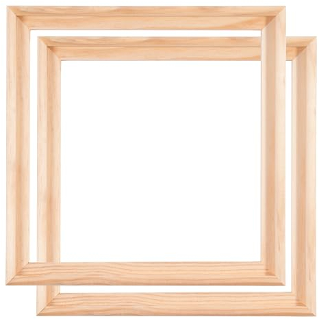 2 SCHATTENFUGENRAHMEN für KEILRAHMEN 50x50cm | Schattenfugen Bilderrahmen für Leinwände auf Keilrahmen mit Tiefeneffekt aus unbehandeltem Pinienholz