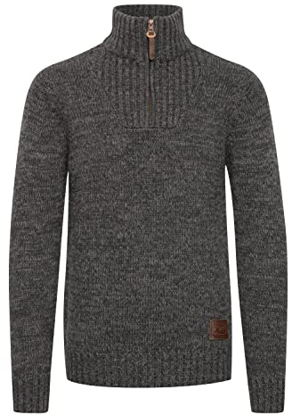 !Solid SDPhilostrate Homme Pull en Maille Troyer Pull à Grosse Maille avec col Troyer 100% Coton Regular Fit, Taille:M, Couleur:Dark Grey (2890)