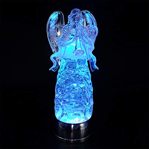 DRomance 11 Angel Snow Globe Lantern Battery Operated with 6 Hour Timer Color Changing LED Light Trumpet Angel Swirling Glitter Water Lamp Thanksgiving Christmas Holiday Decor Gift