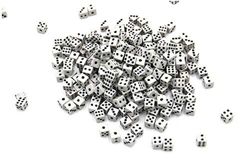 KRISMYA 100 Stück 8 mm weiße Würfel für Erwachsene, Spielwürfel für Mathematik, Aktivität, Casino-Thema, Partygeschenke, Spielzeuggeschenke, Zaubertrick-Requisite