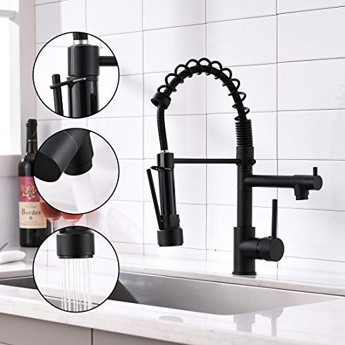 AIMADI Robinet de Cuisine Élégant avec Douchette à Descente et Mini Pulvérisateur, Mitigeur de Cuisine pour Évier Moderne, 2 Modes Jet et Spray, Noir