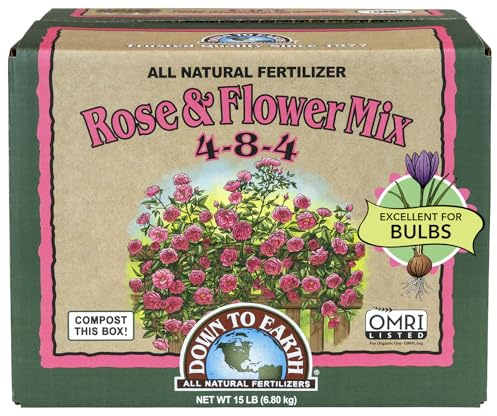 Down To Earth All Natural Fertilizers Organic Rose & Flower Mix - Plant Food for Roses, Bulbs, Flowers and Ornamentals 4-8-4, 15 lb