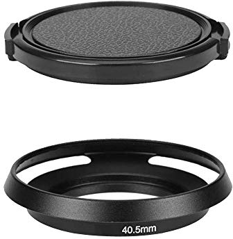 Parasol de objetivo de metal de 40,5 mm y tapa de lente compatible con Sony Alpha A6600 A6400 A6300 A6000 kit E-mount lente de 16-50 mm, para Nikon 1 Nikkor 10-30 mm (1+1 paquete)