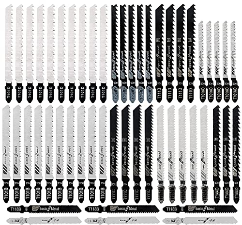 52tlg. Stichsägeblätter Set Stichsägeblätter Holz Jigsaw Sã¤gen T-Schaft Stichsägeblatt für Holz und Metall, sägeblätter stichsäge Zubehör.