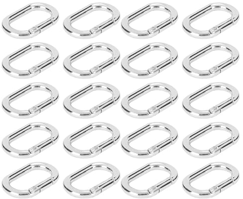 Hztyyier 20Pcs Oval Spring Buckle Clip Karabiner Schlüsselanhänger 23mm Legierung Karabinerhaken Clip Verschlüsse für Taschen Geldbörsen Schlüsselanhänger Strap(Silber)