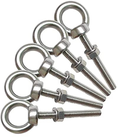 AIVOOF Stainless Steel Eye Bolts, M6 Shoulder Eye Bolt 2 Heavy Duty EyeBolts Screws in Eye Hooks with Washer and Nuts for Lifting Ring Eyebolt Thread Length 50mm