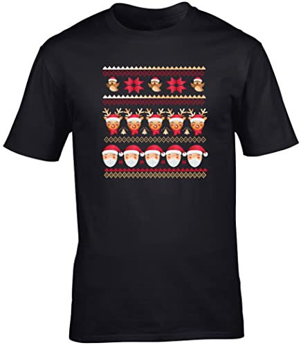 Hippowarehouse Christmas Jumper Day Santa Robin Characters Unisex Short Sleeve t-Shirt (Specific Size Guide in Description) Black