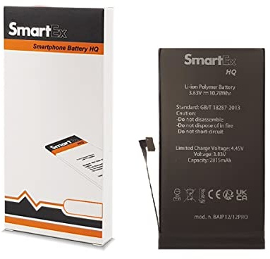 Smartex® Batterie Compatible avec iPhone 12/12 Pro | Capacité 2815 mAh | Batterie de Remplacement sans Cycles de Recharge | Garantie de 24 Mois