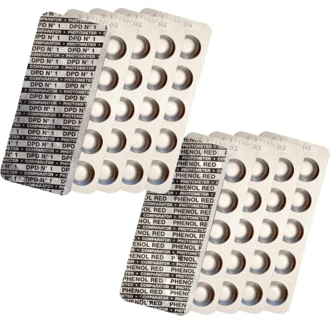 harren24 Photometer Pool Testtabletten Chlor und pH-Wert, 50x Phenol Red Tabletten + 50x DPD1 Tabletten, für Poollab Pool Wassertester/Pooltester elektronisch geeignet (100 Tabletten)