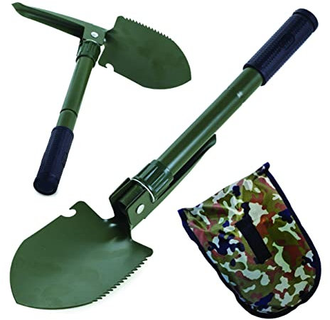 PARENCE.- Escavatore pieghevole multifunzione con scatola/attrezzi per giardinaggio, campeggio - Escavatore, Piosche, sega, Boustöffner, bussola - All in 1 Lunghezza aperto: 41,5 cm, piegato: 16 cm